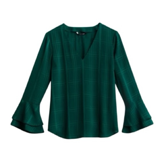 41 Hawthorn Tops - 41 Hawthorn Green Teal Ainsley Textured Bell Sleeve Blouse Womens Size XXL